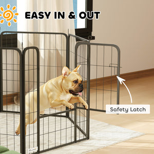 Heavy Duty Dog Playpen, 6 Panels for Outdoor and Indoor Use with Door and Strap, 80cm Height, Portable and Foldable