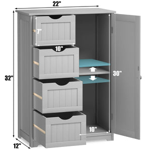 Wooden indoor cabinet with 4 drawers - Grey