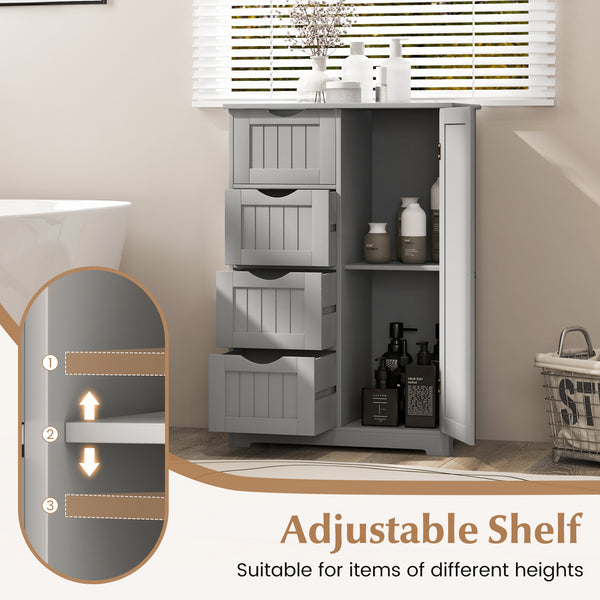 Wooden indoor cabinet with 4 drawers - Grey