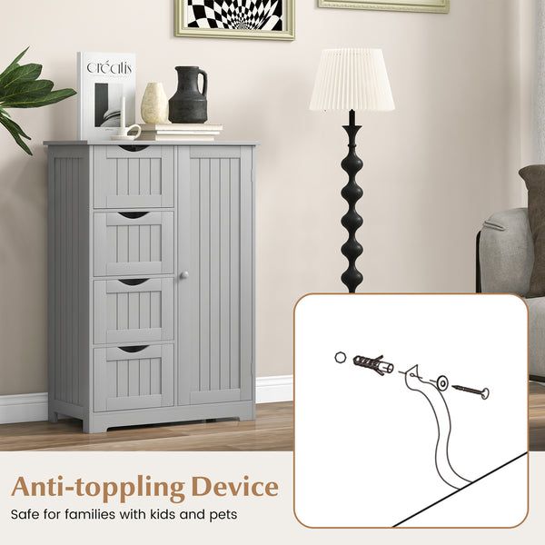 Wooden indoor cabinet with 4 drawers - Grey