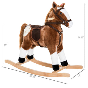 Kids Plush Rocking Horse with Realistic Sound, Brown