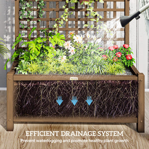Wooden planter with trellis for climbing plants