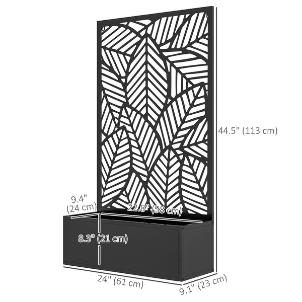 Metal Raised Garden Bed with Privacy Screen and Planter Box, Wall-Mounted or Freestanding, Black