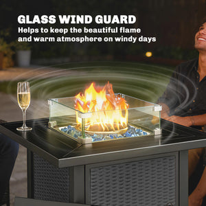 32 in. 50,000 BTU Propane Fire Pit Table, Wind Guard, Cover, CSA Certified, Black