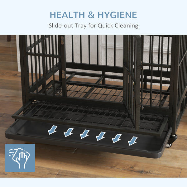 Sturdy steel cage with wheels, grey
