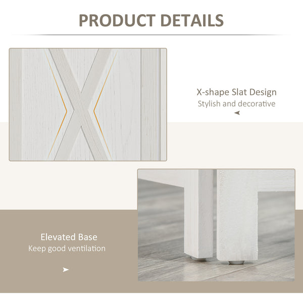 4-Panel Country Style Room Divider with Wooden Frame, White