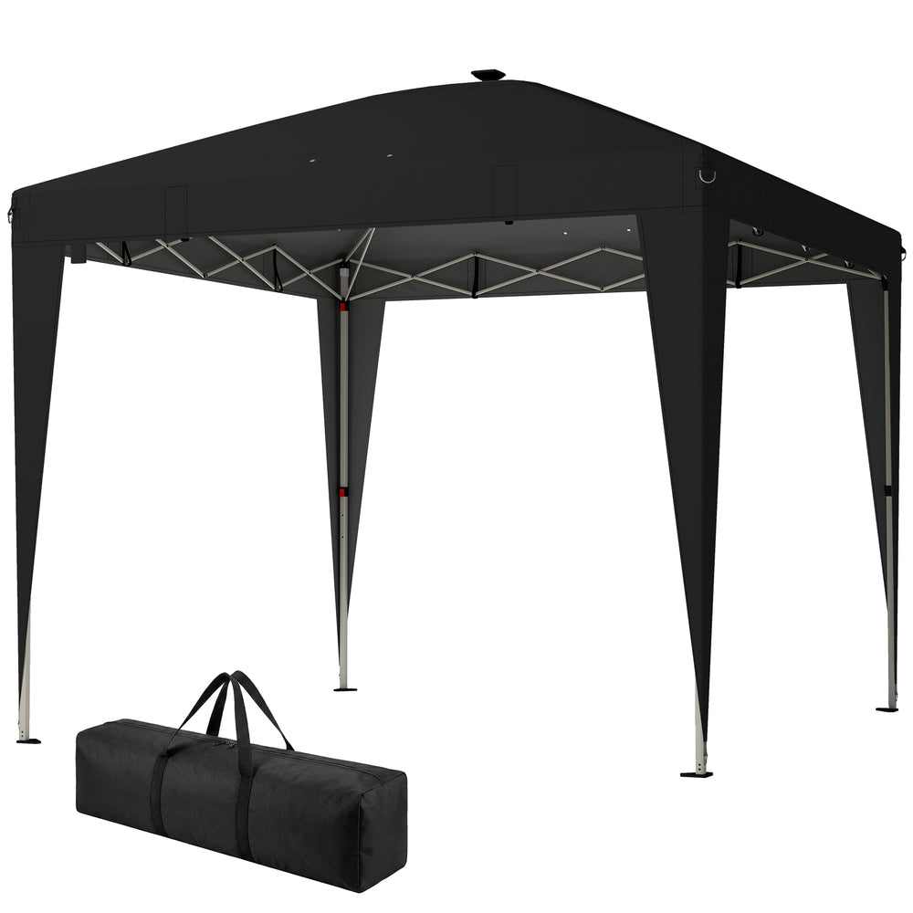 10 x 10 Pop-Up Canopy Tent with Center Light, UPF 50+ Protection, Remote Control, Black