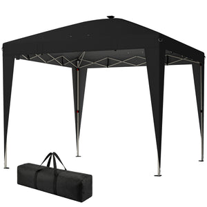 10 x 10 Pop-Up Canopy Tent with Center Light, UPF 50+ Protection, Remote Control, Black