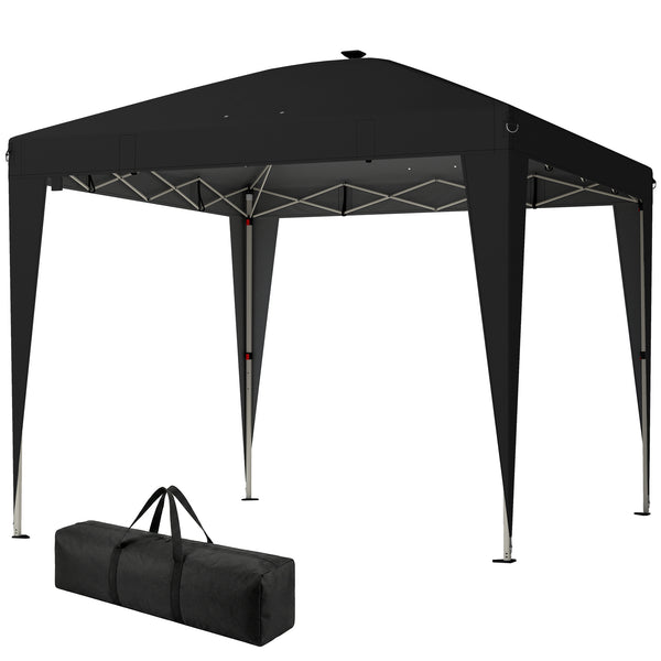 10 x 10 Pop-Up Canopy Tent with Center Light, UPF 50+ Protection, Remote Control, Black