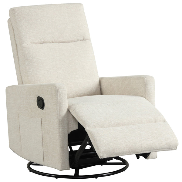 360° Swivel Rocker Recliner with Upholstered Back, Gray