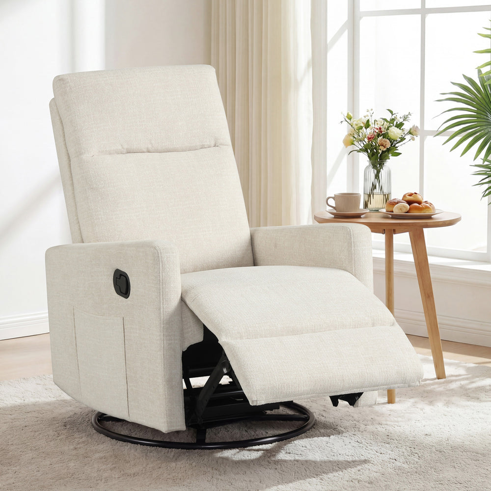 360° Swivel Rocker Recliner with Upholstered Back, Gray
