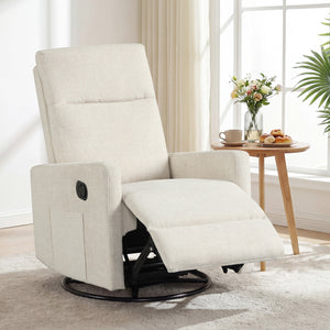 360° Swivel Rocker Recliner with Upholstered Back, Gray