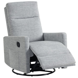 360° Swivel Rocker Recliner with Upholstered Back, Gray