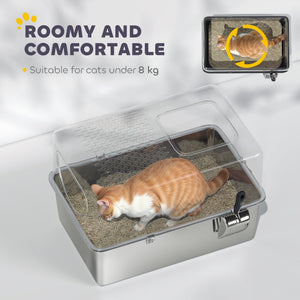 XL stainless steel litter box with perforated lid and scoop