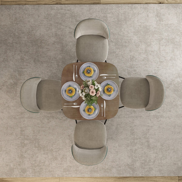 Dining Table for 4 People - Modern Kitchen Table with Wood-Effect Top, 27.6" x 27.6", Dark Brown