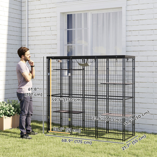 Welded wire mesh enclosure with waterproof cover, black