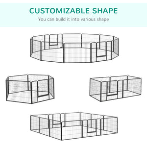 Heavy-duty metal dog playpen with built-in door and 12 panels