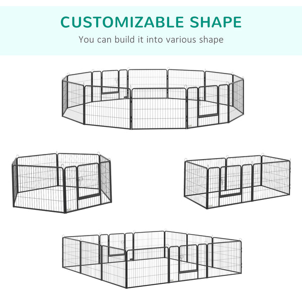 Heavy-duty metal dog playpen with built-in door and 12 panels