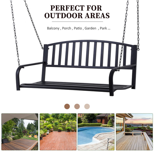 Porch swing with chain, black