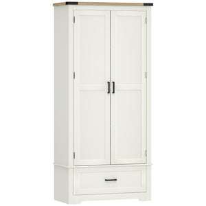 Farmhouse-style kitchen cabinet with 2 doors, 1 drawer, and adjustable shelves, cream white
