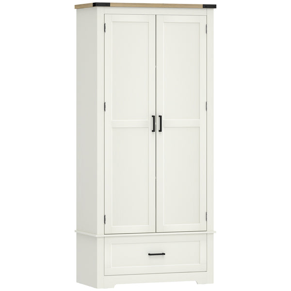 Farmhouse-style kitchen cabinet with 2 doors, 1 drawer, and adjustable shelves, cream white