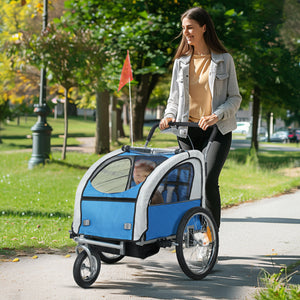 2-in-1 bicycle trailer with 5-point harness, blue