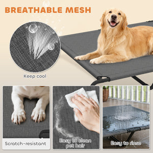 Elevated dog bed with breathable mesh, grey