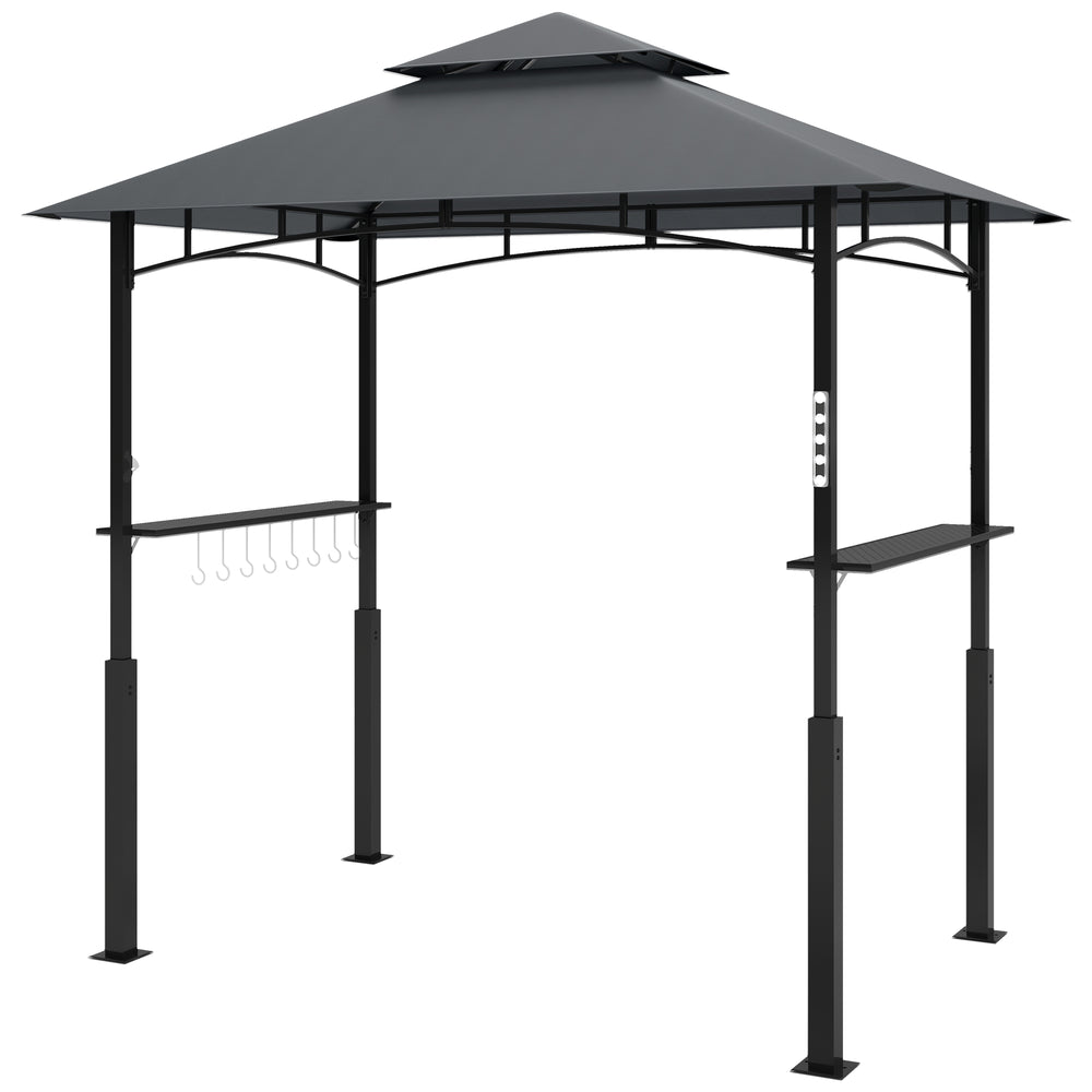 Two-tier barbecue gazebo with LED lighting, dark grey