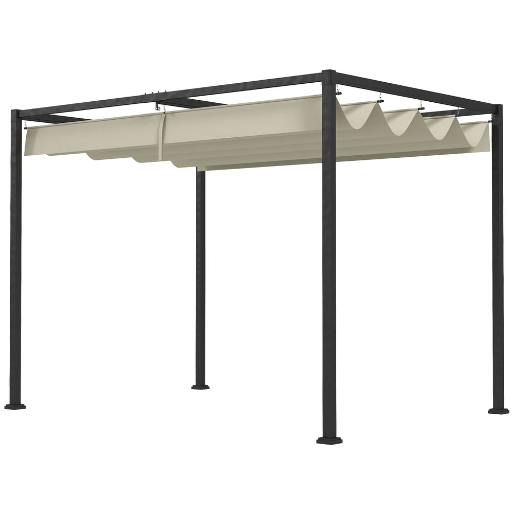 10' x 7' Pergola with Retractable Awning, Cream White