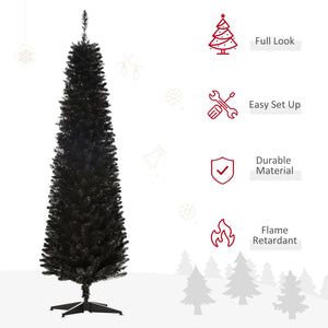 6ft Slim Black Artificial Christmas Tree