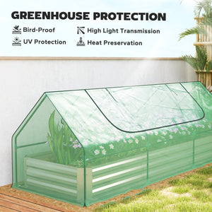 Raised vegetable garden with mini-greenhouse, green 