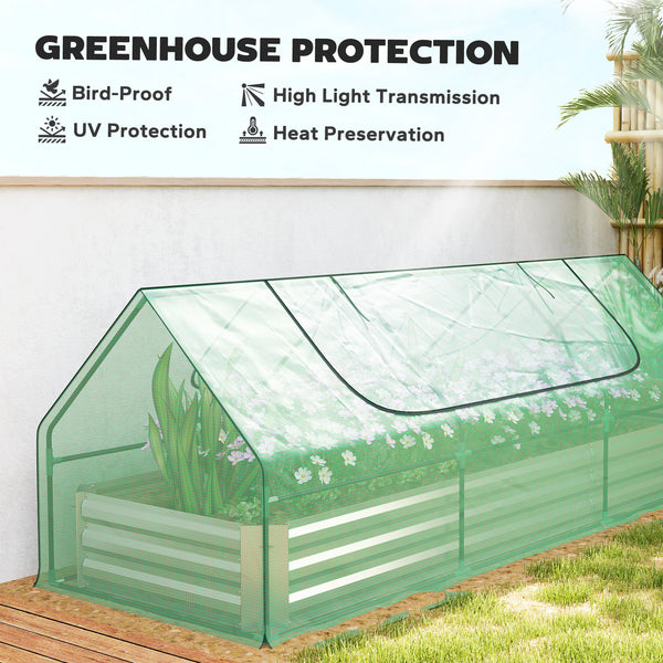 Raised vegetable garden with mini-greenhouse, green 