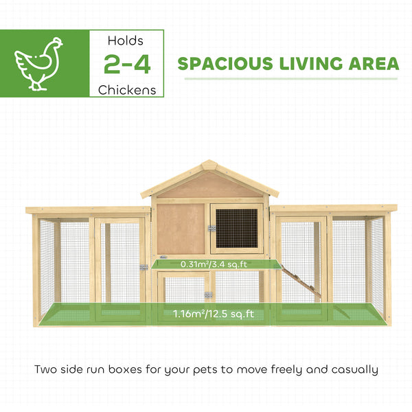 Wooden chicken coop with nesting box, run, ramp and tray