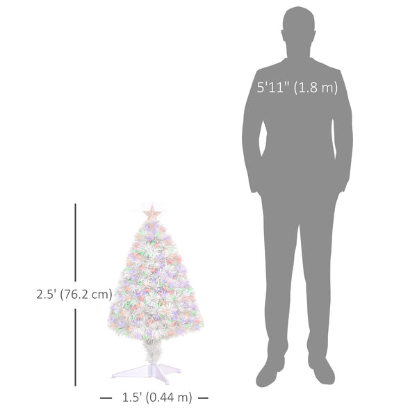 2.5ft Pre-Lit White Artificial Christmas Tree with Fiber Optics