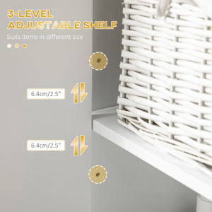 Tall bathroom storage cabinet, adjustable shelf, white