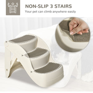 Portable folding stairs for small dogs and cats, cream color