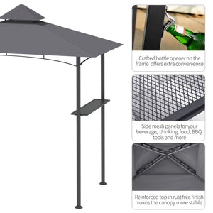 Gazebo for barbecue with double roof, grey