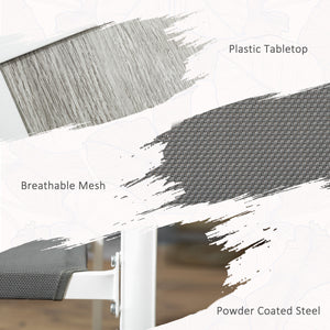 7 Piece Outdoor Dining Set with 6 Stacking Chairs, White