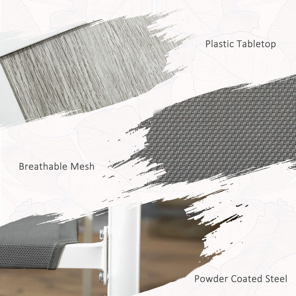 7 Piece Outdoor Dining Set with 6 Stacking Chairs, White