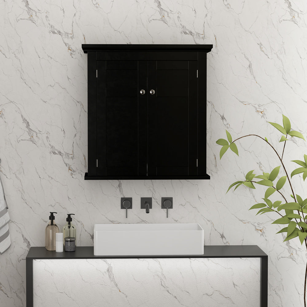 Bathroom cabinet with adjustable shelves, black