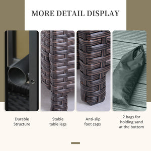 Square synthetic rattan table with parasol hole, can be used as an umbrella stand, brown