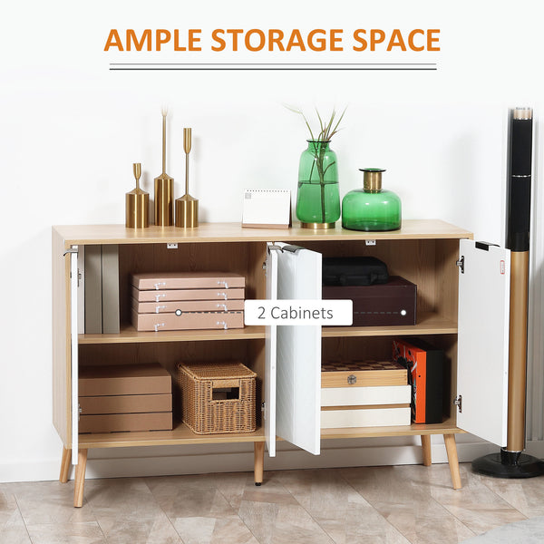 Modern sideboard with adjustable shelves and 4 doors, natural