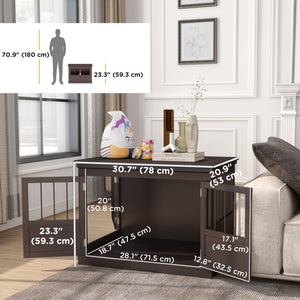 31-inch cage cabinet with three doors, coffee color