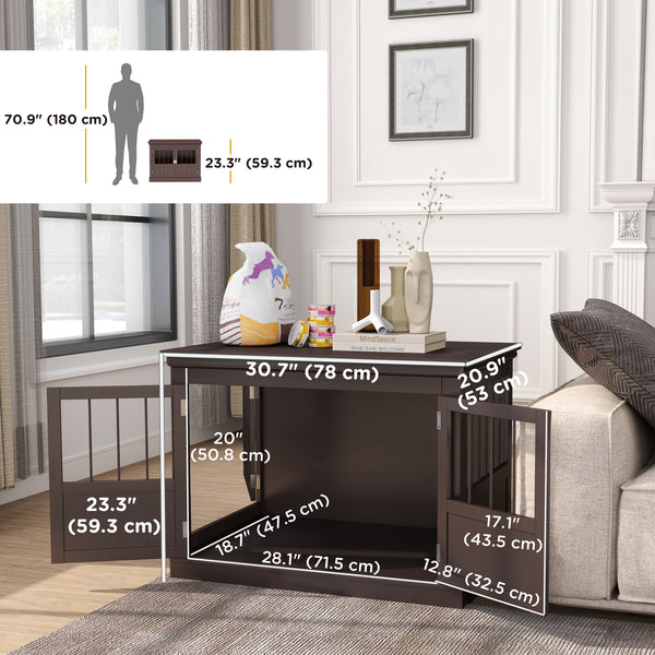 31-inch cage cabinet with three doors, coffee color