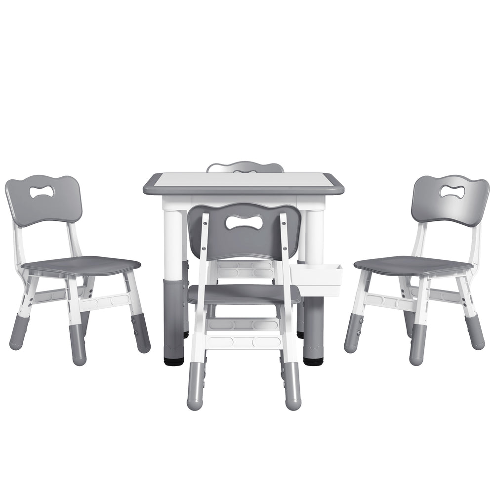 5-piece height-adjustable table and chair set, gray