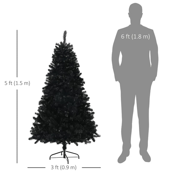 5ft Black Artificial Christmas Trees with Automatic Opening