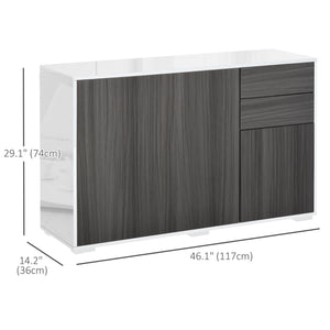 Modern Kitchen Buffet with Coffee Nook, Push-to-Open and 2 Drawers for Living Room, Light Grey