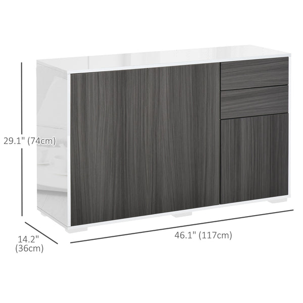 Modern Kitchen Buffet with Coffee Nook, Push-to-Open and 2 Drawers for Living Room, Light Grey