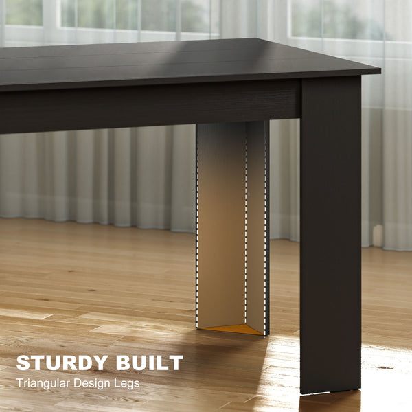 Kitchen table for 4 to 6 people, wood effect, black