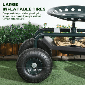 Garden cart with seat on wheels